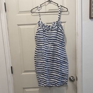LOFT Navy and White Patterned Dress